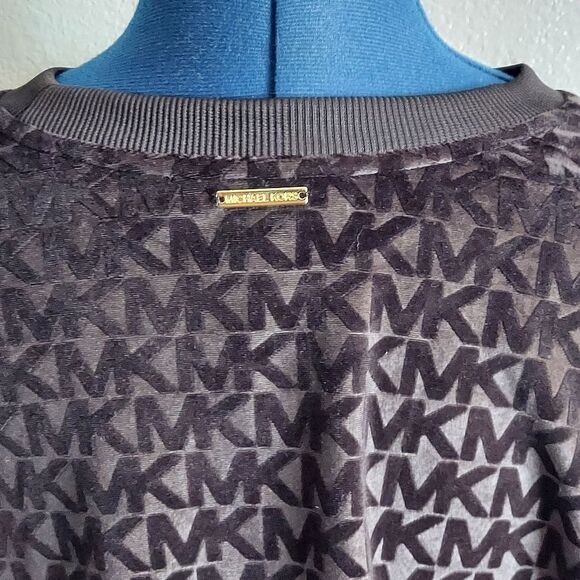 MICHAEL Michael Kors All Over Logo Velour Top Women’s Size XS - Black - Picture 4 of 7